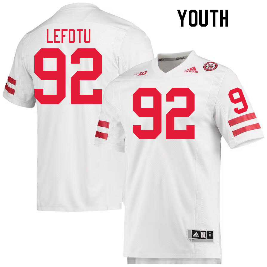 Youth #92 Sua Lefotu Nebraska Cornhuskers College Football Jerseys Stitched Sale-White